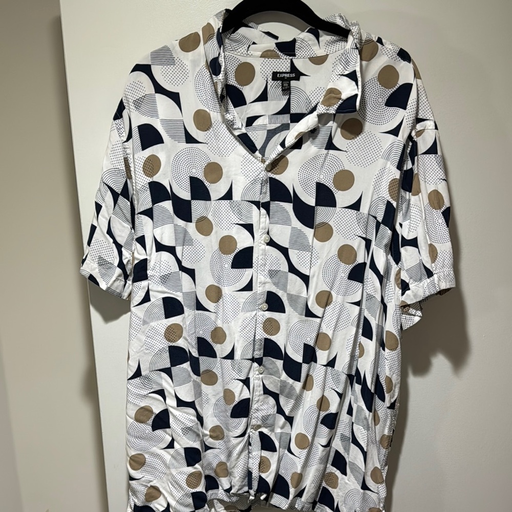 Express Geometric Pattern Casual Button Down Shirt